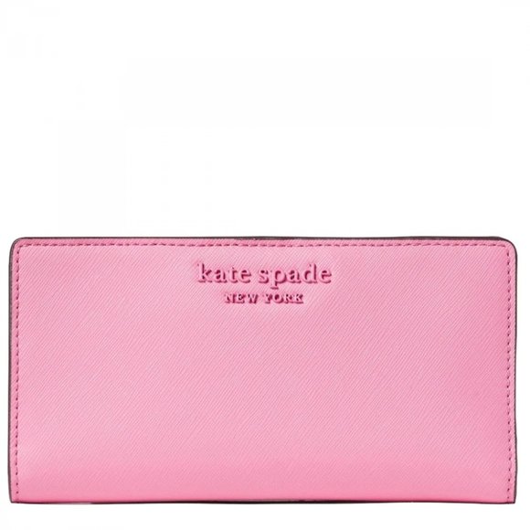 NWT Kate Spade peony large slim bifold leather wallet - Picture 2 of 5